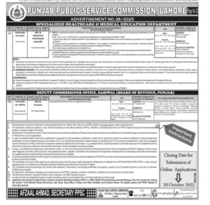 PPSC Advertisement 2025 ad no 38